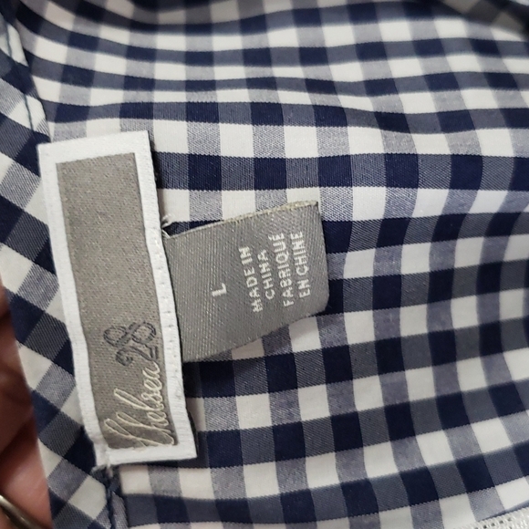 Chelsea 28 Gingham Ruched Poplin Top in Navy/white - Picture 7 of 8